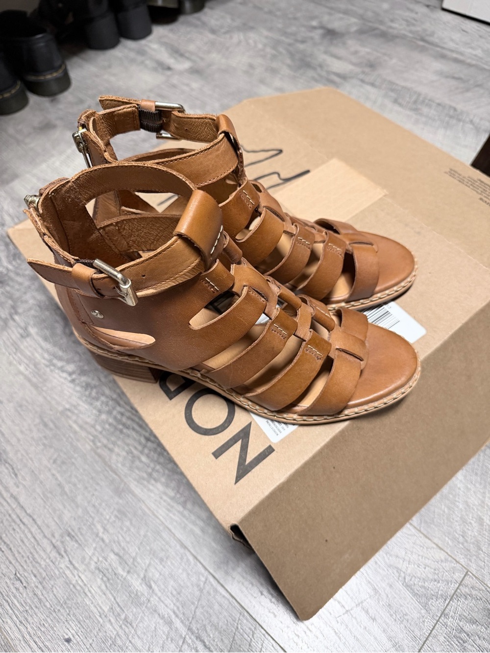 Women’s Strappy Brown Gladiator Sandals with Buckle Ankle
